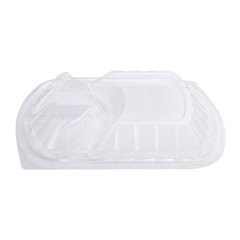 Wholesale OPS Lid for 36oz PP Plastic Microwaveable Black Take Out Box, 3 Compartment - 300 ct