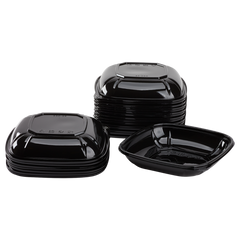 Wholesale 24 oz PET Square Bowl Black - 300 ct