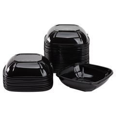 Wholesale 32 oz PET Square Bowl Black - 300 ct
