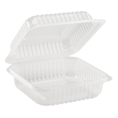 Wholesale 7'' x 7' PP Plastic Hinged Container, 1 compartment - 250 ct