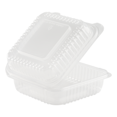 Wholesale 7'' x 7' PP Plastic Hinged Container, 1 compartment - 250 ct