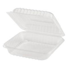Wholesale 8'' x 8'' PP Plastic Hinged Container 1 compartment - 250 ct