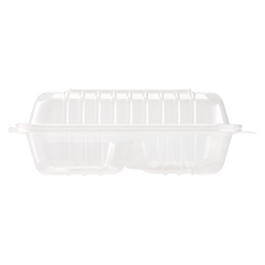 Wholesale 8'' x 8'' 3C PP Plastic Hinged Container 3 Compartments - 250 ct