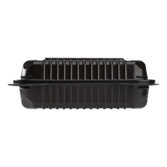 Wholesale 9'' x 6" Black PP Plastic Hinged Container, 1 compartment - 250 ct