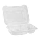 Wholesale 9'' x 6" PP Plastic Hinged Container, 2 compartment - 250 ct