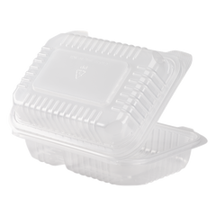 Wholesale 9'' x 6" PP Plastic Hinged Container, 2 compartment - 250 ct