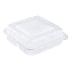 Wholesale 9" x 9" PP Plastic Hinged Containers 3 Compartment - 200 ct