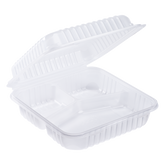 Wholesale 9" x 9" PP Plastic Hinged Containers 3 Compartment - 200 ct