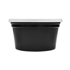 Wholesale 12 oz Black PP Injection Molded Round Deli Containers with Lids - 240 Sets