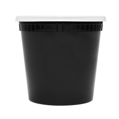 Wholesale 24 oz Black PP Injection Molded Round Deli Containers with Lids - 240 Sets