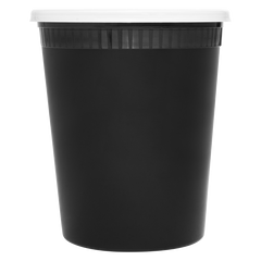 Wholesale 32 oz Black PP Injection Molded Round Deli Containers with Lids - 240 Sets