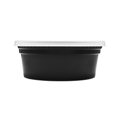 Wholesale 8 oz Black PP Injection Molded Round Deli Containers with Lids - 240 Sets
