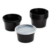 Wholesale 12 oz Black PP Injection Molded Round Deli Containers with Lids - 240 Sets