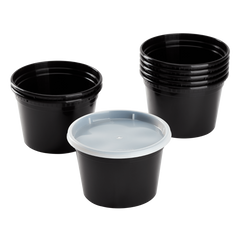 Wholesale 16 oz Black PP Injection Molded Round Deli Containers with Lids - 240 Sets