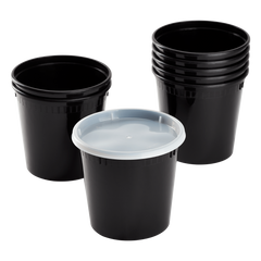 Wholesale 24 oz Black PP Injection Molded Round Deli Containers with Lids - 240 Sets