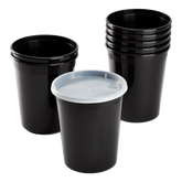 Wholesale 32 oz Black PP Injection Molded Round Deli Containers with Lids - 240 Sets