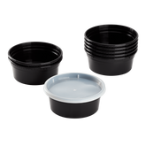 Wholesale 8 oz Black PP Injection Molded Round Deli Containers with Lids - 240 Sets