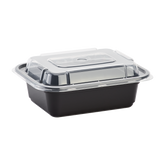 Wholesale 12oz PP Plastic Microwavable Rectangular Food Containers & Lids Black - 150 ct