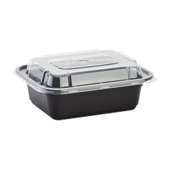 Wholesale 12oz PP Plastic Microwavable Rectangular Food Containers & Lids Black - 150 ct