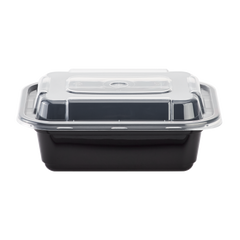 Wholesale 12oz PP Plastic Microwavable Rectangular Food Containers & Lids Black - 150 ct