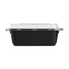 Wholesale 12oz PP Plastic Microwavable Rectangular Food Containers & Lids Black - 150 ct