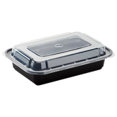 Wholesale 16oz PP Injection Molded Microwaveable Black Food Containers with lids - 150 ct