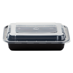 Wholesale 16oz PP Injection Molded Microwaveable Black Food Containers with lids - 150 ct