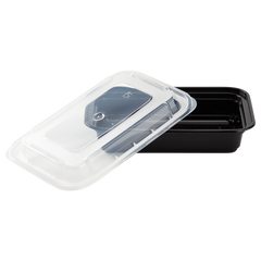 Wholesale 16oz PP Injection Molded Microwaveable Black Food Containers with lids - 150 ct