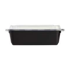 Wholesale 24oz PP Plastic Microwavable Rectangular Food Containers & Lids Black - 150 ct