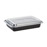 Wholesale 28oz PP Plastic Microwavable Rectangular Food Containers & Lids Black - 150 ct