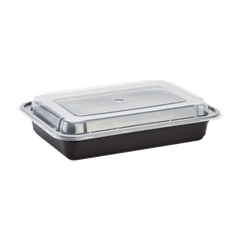 Wholesale 28oz PP Plastic Microwavable Rectangular Food Containers & Lids Black - 150 ct