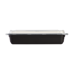 Wholesale 28oz PP Plastic Microwavable Rectangular Food Containers & Lids Black - 150 ct
