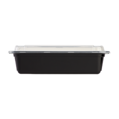 Wholesale 38oz PP Plastic Microwavable Rectangular Food Containers & Lids Black - 150 ct