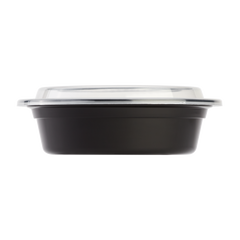 Wholesale 16oz PP Plastic Microwavable Round Food Containers & Lids Black - 150 ct