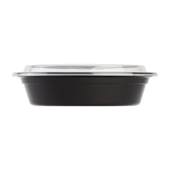 Wholesale 24oz PP Plastic Microwavable Round Food Containers & Lids Black - 150 ct