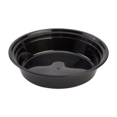 Wholesale 24oz PP Plastic Microwavable Round Food Containers & Lids Black - 150 ct