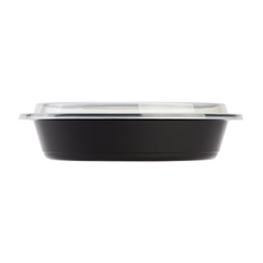 Wholesale 48oz PP Plastic Microwavable Round Food Containers & Lids Black - 150 ct