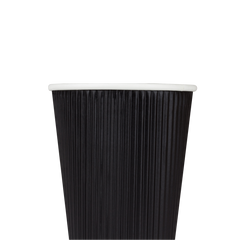 Wholesale 12oz Ripple Paper Hot Cups - Black (90mm) - 500 ct