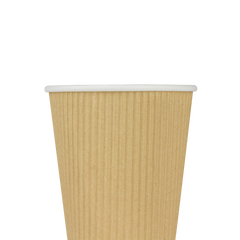 Wholesale 12oz Ripple Paper Hot Cups - Kraft (90mm) - 500 ct