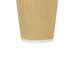 Wholesale 12oz Ripple Paper Hot Cups - Kraft (90mm) - 500 ct