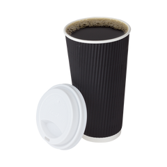 Wholesale 20oz Ripple Paper Hot Cups - Black (90mm) - 500 ct