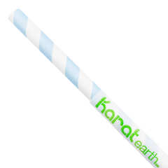 Wholesale 10.25" Eco-Friendly Giant Paper Spiral Straws (7mm) Wrapped - Blue & White - 1,200 ct