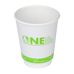 Wholesale 12 oz. Eco-Friendly Insulated Paper Hot Cups - One Cup, One Earth - 90mm - 500 ct