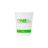 Wholesale 8 oz Eco-Friendly Insulated Paper Hot Cups - One Cup, One Earth - 80mm - 500 ct