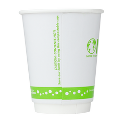Wholesale 8 oz Eco-Friendly Insulated Paper Hot Cups - One Cup, One Earth - 80mm - 500 ct