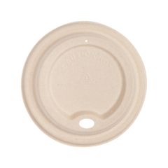 Wholesale Bagasse Sipper Dome Lid for 16 oz Hot Cup Natural - 500 ct