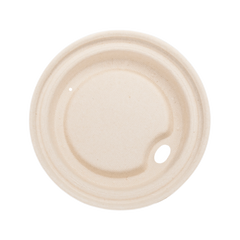 Wholesale Bagasse Sipper Dome Lid for 16 oz Hot Cup Natural - 500 ct