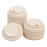 Wholesale Bagasse Sipper Dome Lid for 16 oz Hot Cup Natural - 500 ct