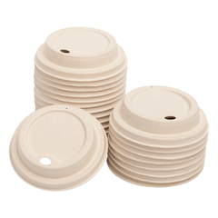Wholesale Bagasse Sipper Dome Lid for 16 oz Hot Cup Natural - 500 ct