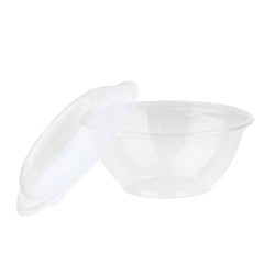Wholesale 32oz PLA Salad Bowls with Lids, Clear - 300 ct